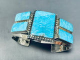 Native American One Of The Best Navajo Rectangular Turquoise Sterling Silver Bracelet-Nativo Arts