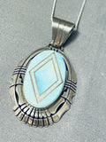 Striking Native American Navajo Blue Gem Turquoise Sterling Silver Necklace-Nativo Arts