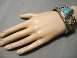 Heavy And Thick! Vintage Native American Navajo Turquoise Sterling Silver Gold Bracelet-Nativo Arts