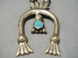 Superior Vintage Native American Navajo Torpedo Sterling Silver Turquoise Necklace Old-Nativo Arts