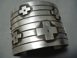 Huge Ange Chavez Cross Native American Sterling Silver Bracelet Cuff-Nativo Arts