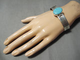 Rare Sky Blue Turquoise Vintage Native American Navajo Sterling Silver Bracelet-Nativo Arts