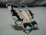 Stunning Vintage Zuni Native American Inlay Turquoise Sterling Silver Ring-Nativo Arts