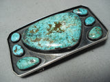 Colossal Heavy Vintage Native American Navajo Turquoise Sterling Silver Buckle Old-Nativo Arts