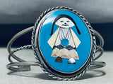 Native American Detailed Vintage Navajo Turquoise Sterling Silver Inlay Bracelet-Nativo Arts