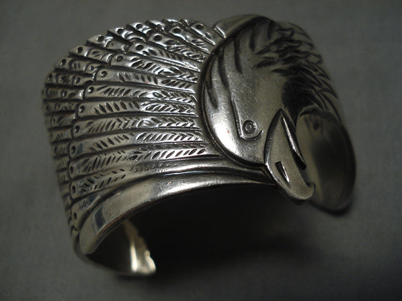 Vintage Native American Navajo Bracelet- Sterling Silver Begay Eagle-Nativo Arts