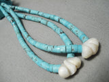 Very Rare Cubed Turquoise Vintage Native American Navajo Sterling Silver Necklace Old-Nativo Arts