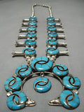 Intricate Vintage Native American Navajo Turquoise Sterling Silver Squash Blossom Necklace-Nativo Arts