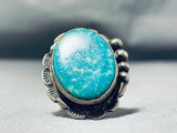 Superb Vintage Native American Navajo Signed Pilot Mountain Turquoise Sterling Silver Ring-Nativo Arts