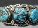 Tremendous Vintage Native American Navajo Nugget Turquoise Pierce Randolph Bracelet-Nativo Arts