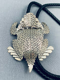 Ben Benally Important Native American Navajo Sterling Silver Toad Bolo Tie-Nativo Arts