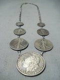 Tremendous Navajo Native American Silver Coins Necklace-Nativo Arts