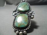 Biggest Best Native American Navajo Royston Turquoise Sterling Silver Slab Turquoise Ring-Nativo Arts