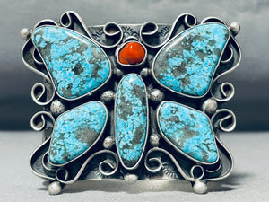 Grand Best Turquoise Chunk Native American Navajo Butterfly Turquoise Sterling Silver Bracelet-Nativo Arts