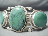 Spectacular Vintage Native American Navajo Green Turquoise Sterling Silver Bracelet-Nativo Arts