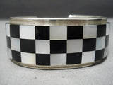 Important Vintage Native American Navajo Tommy Jackson Sterling Silver Pearl Jet Bracelet-Nativo Arts