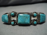 Incredible Vintage Native American Navajo Carico Lake Turquoise Sterling Silver Bracelet Old-Nativo Arts