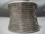 Native American Huge Hand Tooled Vintage Sterling Silver Heavy Tribal Intricate Bracelet-Nativo Arts