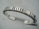 Thick Detailed Cubed Cuff Vintage Native American Navajo Sterling Silver Bracelet-Nativo Arts