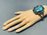 Superior Vintage Native American Navajo Morenci Turquoise Sterling Silver Bracelet-Nativo Arts