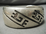Exceptional Vintage Native American Navajo Platero Geomtric Sterling Silver Bracelet-Nativo Arts