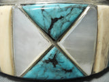 One Of The Best Vintage Native American Navajo Blue Diamond Turquoise Sterling Silver Bracelet-Nativo Arts