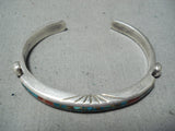 Detailed Inlay Vintage Native American Navajo Royston Turquoise Sterling Silver Bracelet-Nativo Arts