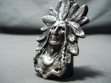 Heavy 41 Gram San Felipe Sterling Silver Chief Head Ring-Nativo Arts