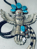 One Of Biggest Ever Vintage Native American Navajo Kachina 203 Gram Sterling Silver Bolo Tie-Nativo Arts
