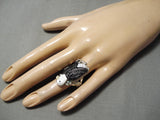 One Of Best Hand Carved Vintage Zuni Native American Eagle Sterling Silver Ring-Nativo Arts