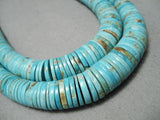 Museum Vintage Santo Domingo Native American Navajo #8 Turquoise Sterling Silver Necklace-Nativo Arts
