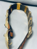 Historical Vintage Orville Tsinnie Native American Navajo Brass Goldstone Concho Belt-Nativo Arts