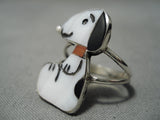 Impressive Vintage Zuni Native American Sitting Puppies Sterling Silver Ring-Nativo Arts