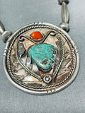 Rare Torpedo Bead Vintage Native American Navajo Crow Springs Turquoise Sterling Silver Necklace-Nativo Arts