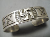 Rare Vintage Native American Navajo Whirling Logs Sterling Silver Bracelet Cuff-Nativo Arts