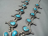 Women's Vintage Native American Navajo Turquoise Sterling Silver Squash Blossom Necklace-Nativo Arts