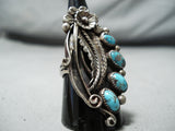Impressive Vintage Native American Navajo Kingman Turquoise Sterling Silver Ring Old-Nativo Arts