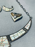 Intricate Vintage Native American Zuni Synth Opal Sterling Silver Necklace Set-Nativo Arts