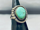 Outstanding Vintage Native American Navajo Green Turquoise Sterling Silver Ring-Nativo Arts
