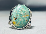 Unforgettable Vintage Native American Navajo Carico Lake Turquoise Sterling Silver Ring-Nativo Arts