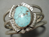 Superior Vintage Native American Navajo Domed Light Blue Turquoise Sterling Silver Bracelet Old-Nativo Arts