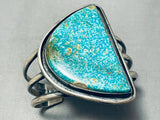 Half Moon Turquoise Vintage Native American Navajo Heavy Sterling Silver Bracelet-Nativo Arts