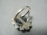 Amazing Vintage Native American Navajo Green Agate Sterling Silver Ring Old-Nativo Arts