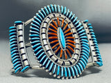 Breathtaking Native American Zuni Signed Ed Cooyate Turquoise Sterling Silver Bracelet-Nativo Arts