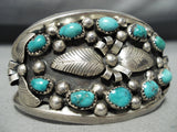 Beautiful Darlene Thomas Vintage Native American Navajo Turquoise Sterling Silver Bracelet-Nativo Arts