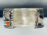 The Best Vintage Native American Navajo David Tune Turquoise Inlay Sterling Silver Bracelet-Nativo Arts