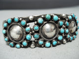 One Of Best Vintage Navajo/ Zuni Turquoise Snake Eyes Sterling Silver Bracelet-Nativo Arts