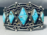Best Vintage Native American Navajo Diamond Turquoise Sterling Silver Bracelet-Nativo Arts