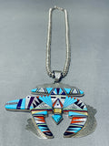 Native American Huge Southwest Turquoise Coral Huge Sterling Silver Necklace-Nativo Arts