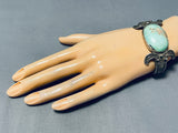 Late 1800's/ 1900's Vintage Native American Navajo Turquoise Ingot Silver Bracelet-Nativo Arts
